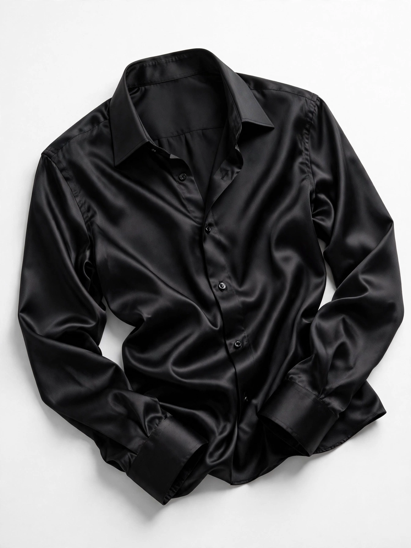Black satin shirt for evening wear