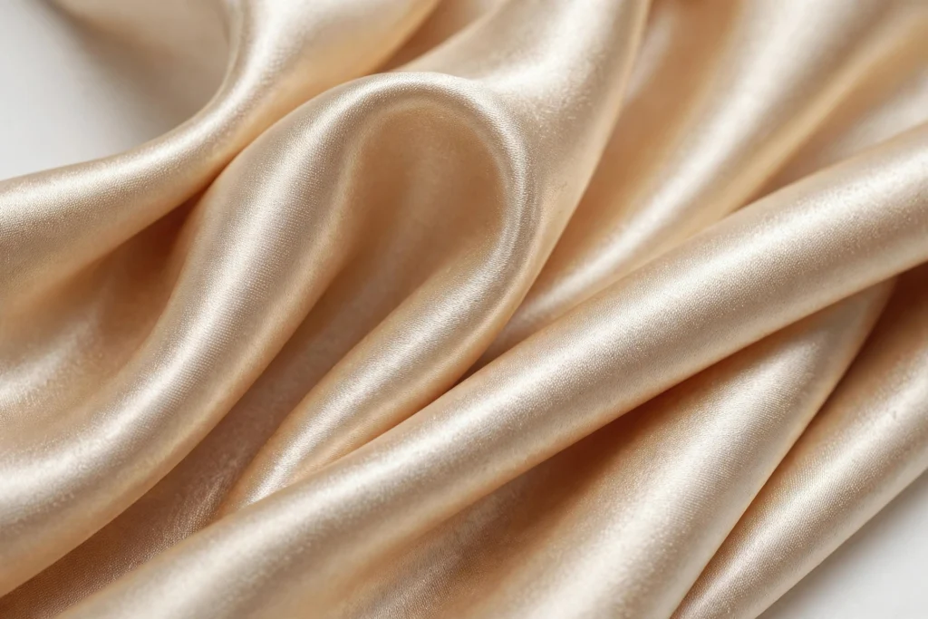 Champagne satin weave close-up