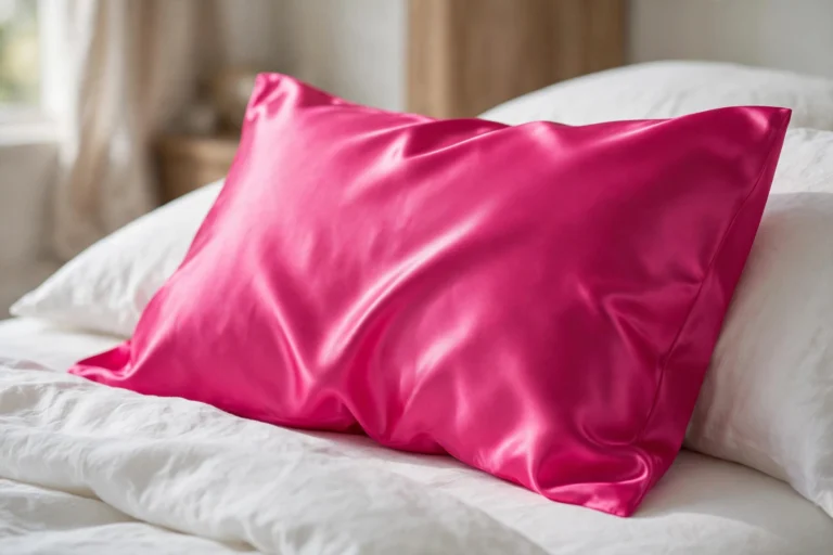 Hot pink satin pillowcase bed