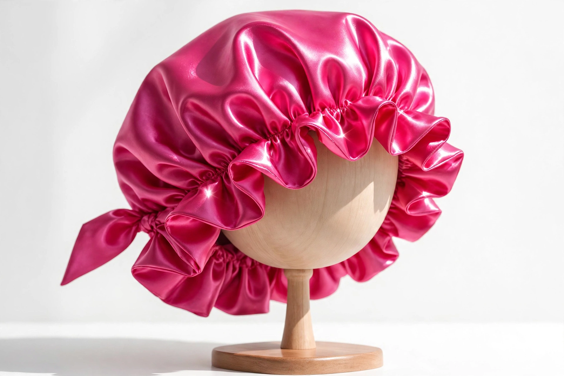 Hot pink satin bonnet with glossy shine