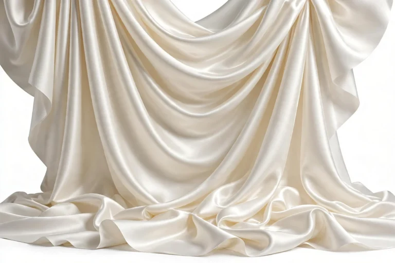 Ivory bridal satin fabric draped in elegant folds
