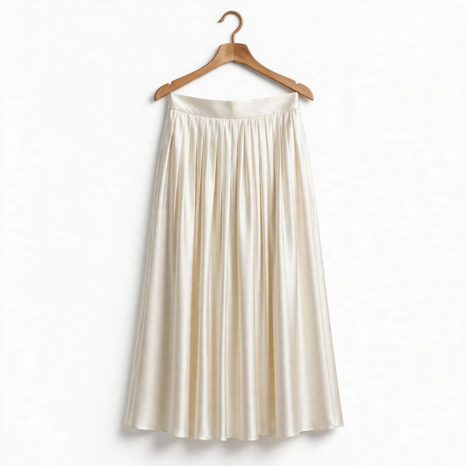 Ivory satin pleated skirt