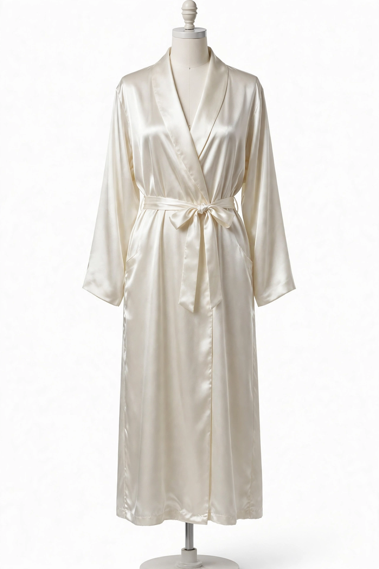 Ivory satin robe full length