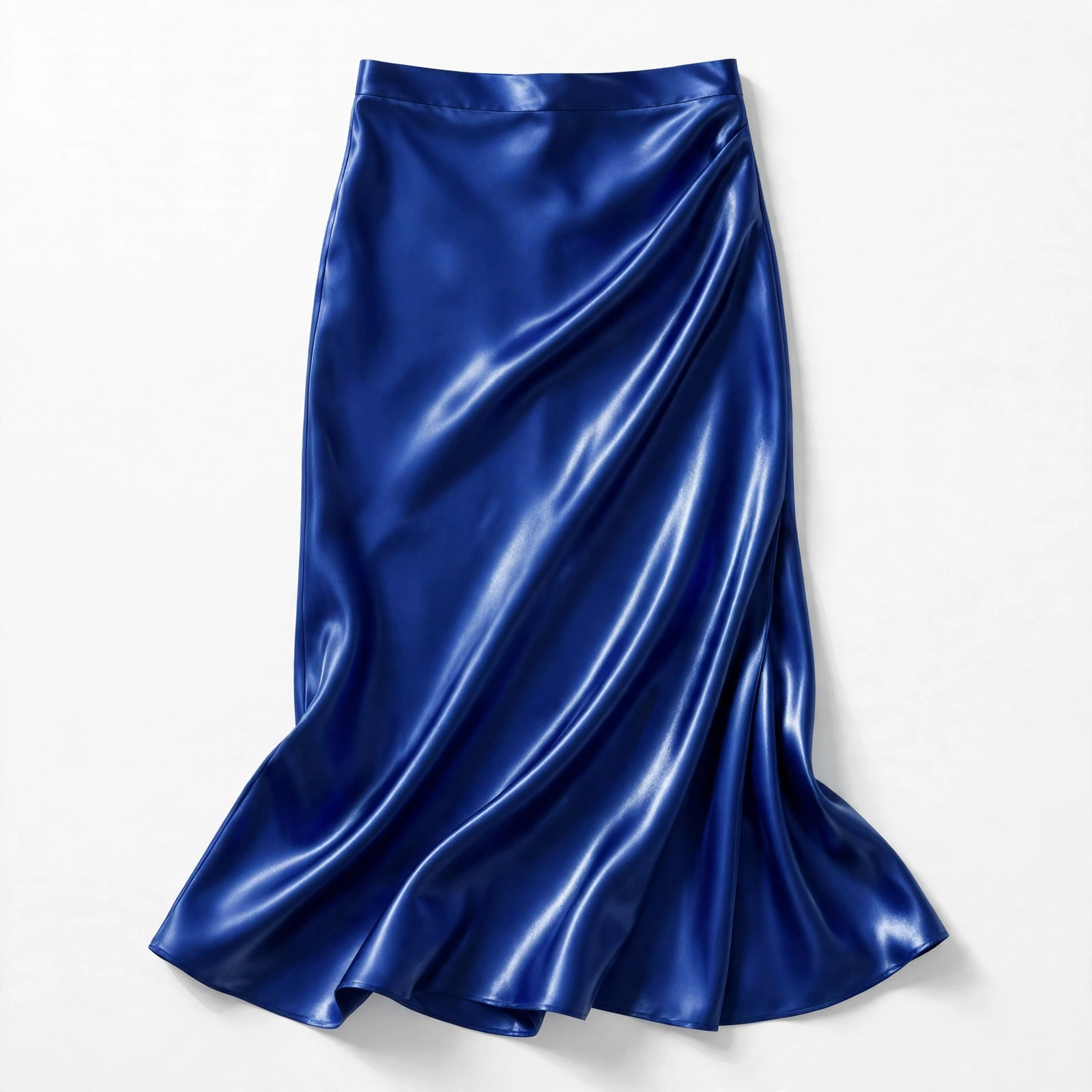 Royal blue satin slip skirt