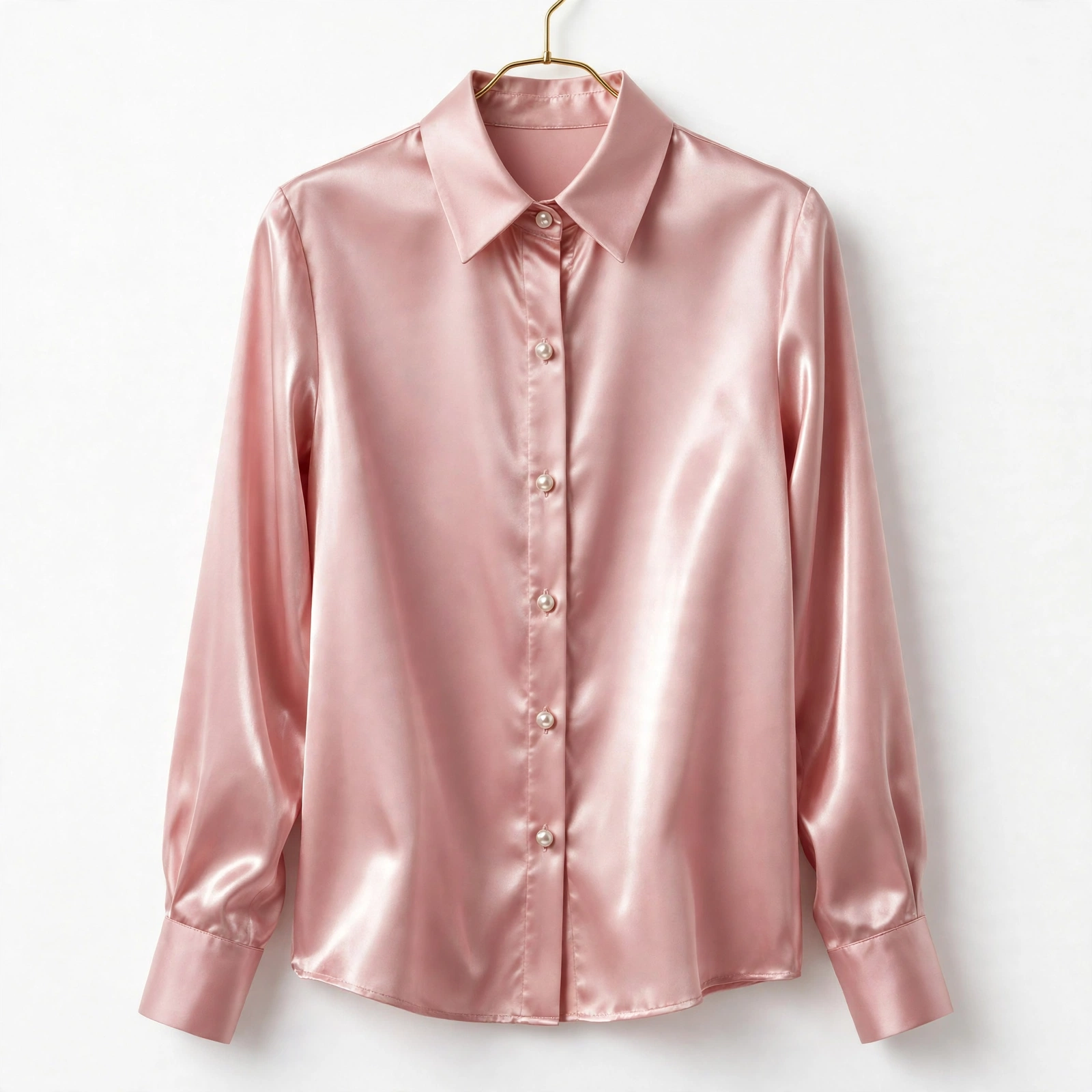 Blush pink satin blouse