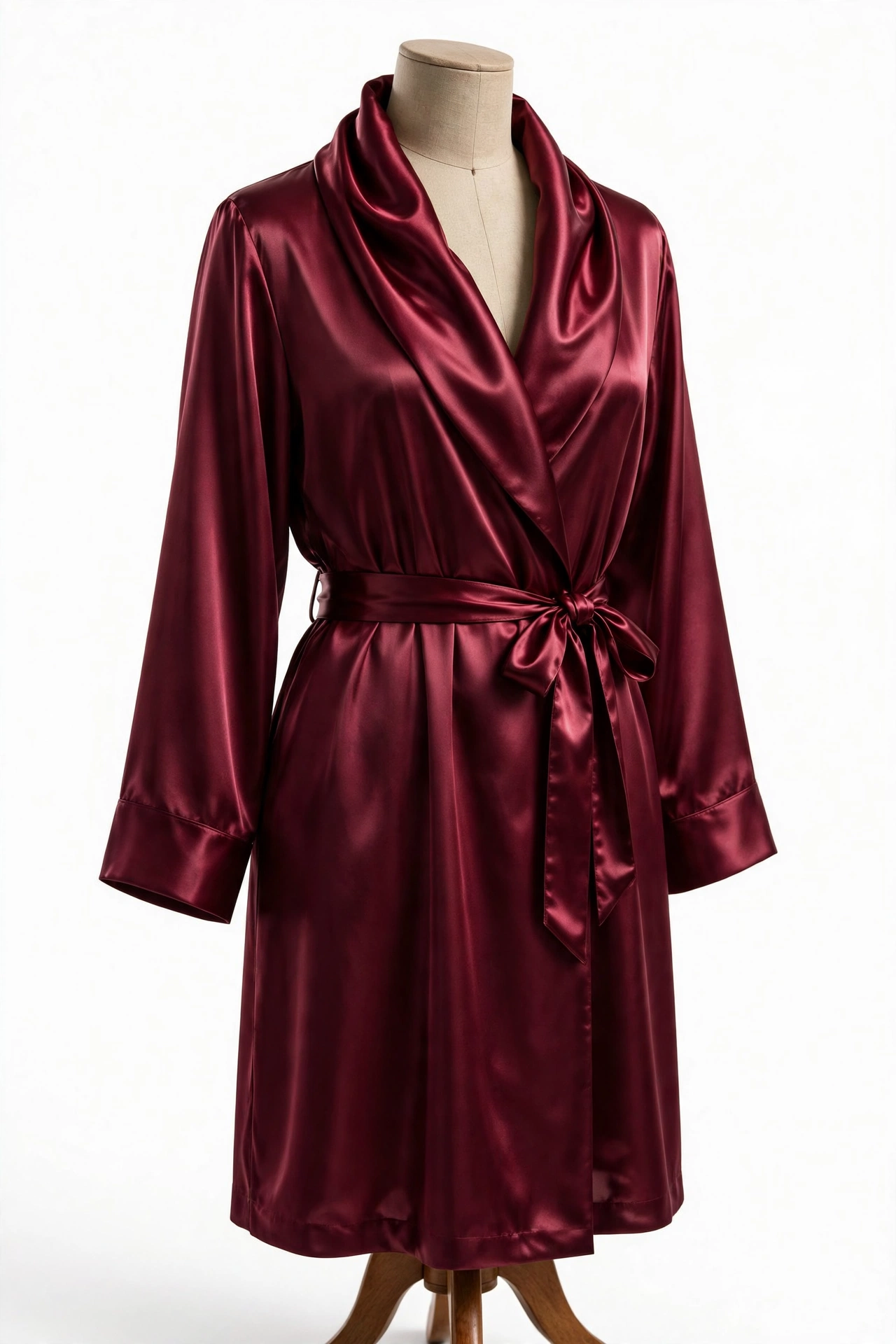 Burgundy satin robe
